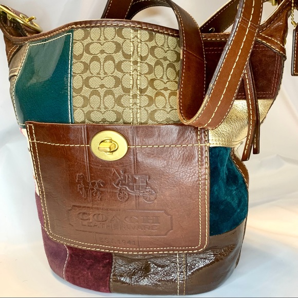 Coach Handbags - COACH Patchwork Bleeker Bag Purse Multicolor 11356